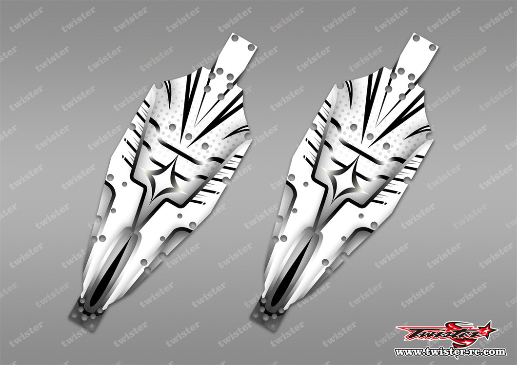 TR-CP-C Chassis Protector Custom Metallic/Optical White Wave Pattern Wrap 2pcs.