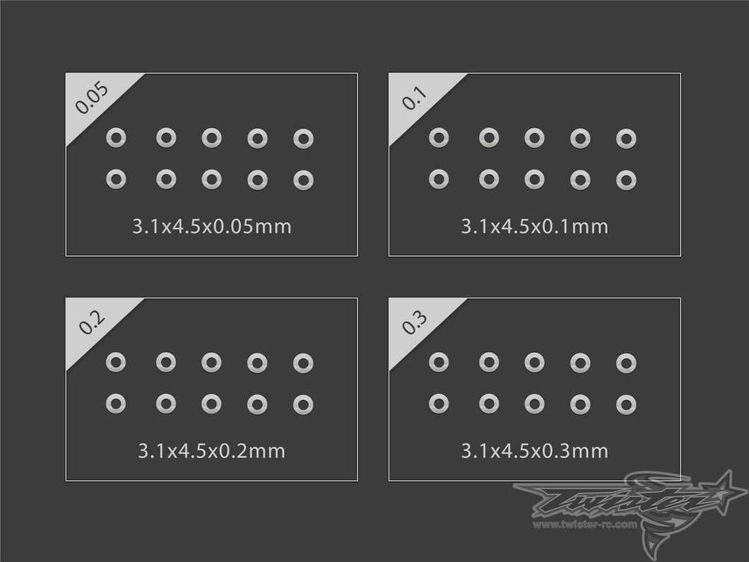 TR-AC95-3 3mm Shim Washer ( 0.05,0.1,0.2,0.3mm )
