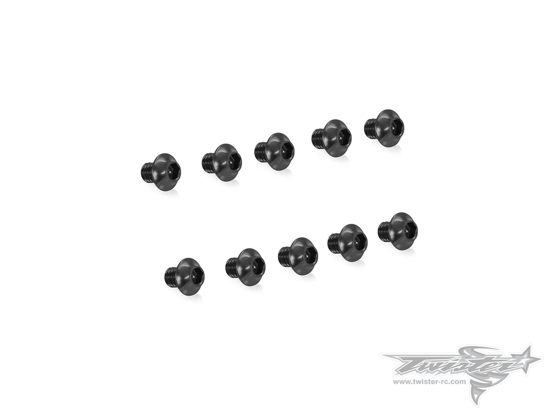 TR-ALS-UBK 7075-T6 M3 Hex. Socket UFO Head Screw(Black)  10pcs.