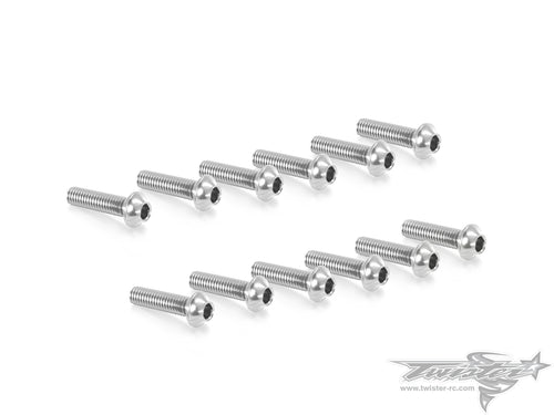 TR-ALS-US 7075-T6 M3 Hex. Socket UFO Head Screw(Silver)  12pcs.