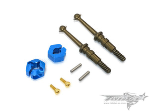 TR-EP100C-T301-A 7075-T6 Alu. Drive Shaft with Clip 12mm Wheel Adapter ( Tamiya T301 )