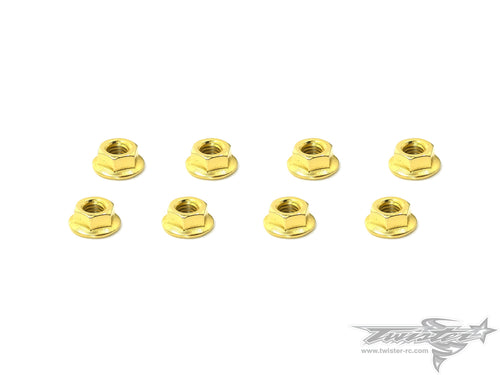 TR-GST-4SN Golden Plated Serrated M4 Wheel Nuts ( 8 pcs.）