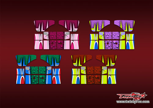 TR-XB8W-MA10 Xray XB8 2022 Wing Metallic/Optical White Pattern Wrap ( Type A10 )  4 Colors