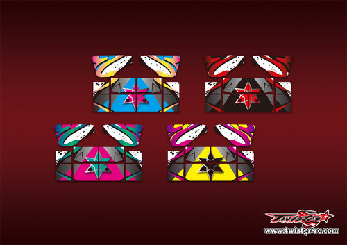 TR-XB8W-MA16 Xray XB8 2022 Wing Metallic/Optical White Pattern Wrap ( Type A16)4 Colors